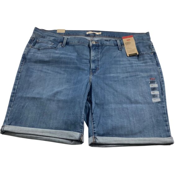 Levis Womens Classic Denim Shorts 24W Mid-Rise Blue Jeans Stretchy plus size NWT - Picture 1 of 5